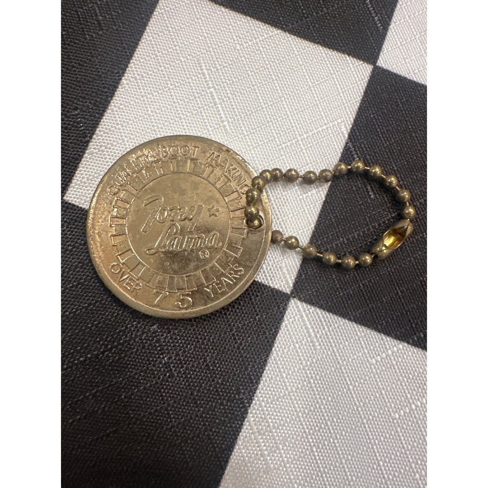 Tony Lama Gold Label Boots 75 Years Anniv Coin Keychain El Paso Texas Brass